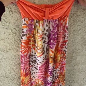 Coral tropical maxi dress